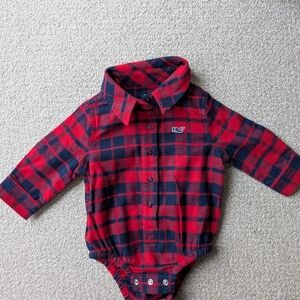 Red and Blue Plaid Baby Bodysuit